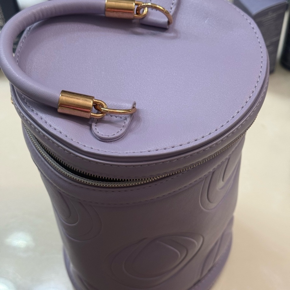 Chic Purple Cosmetic Bag with Gold Details